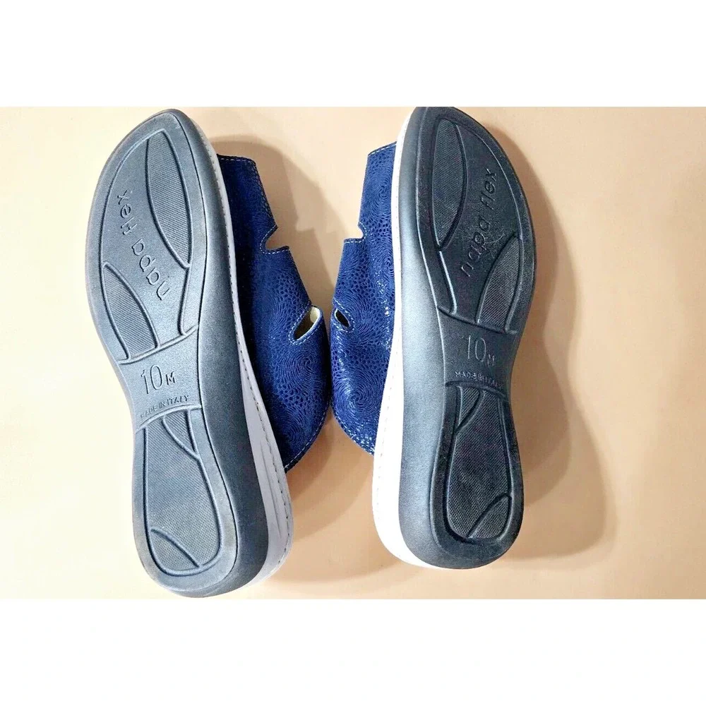 Napa Flex Women's Brenda Slides Blue Sandals Size‎ 10M Casual